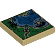 Деталь Лего Плитка 2 х 2 Карта Ниндзяго Цвет Песочный