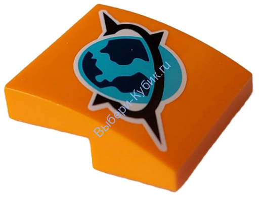 Деталь Лего Скос Закругленный 2 x 2 x 2/3 Без Штырьков С Рисунком Цвет Оранжевый