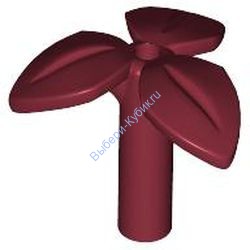 Деталь Лего Стебель Растения С 3 Листьями Цвет Темно-Красный