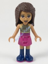 Friends Andrea, темно-розовая юбка, черный топ с золотой сеткой