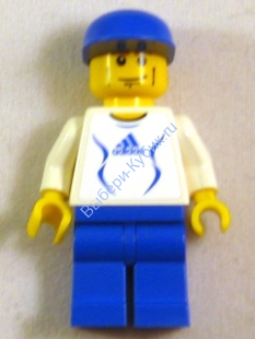    Минифигурка Лего - Футболист белого цвета - Логотип Adidas,  soc134s