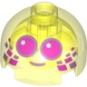 Деталь Лего Кубик С Рисунком Круглый 2 х 2 Верх Куполас темно-розовыми глазами с розовыми металлическими очертаниями и рисунком рта Цвет Прозрачно-Неоново-Зеленый
