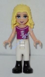 Friends Liza, White Riding Pants, Magenta Top