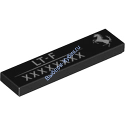 Деталь Лего Плитка 1 х 4 С Рисунком Ferrari "Белая Лошадь"Цвет Черный