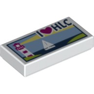 Деталь Лего Плитка 1 x 2 С Рисунком Маяка Парусника И Надписью "I Heart HLC" Цвет Белый