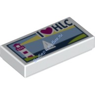 Деталь Лего Плитка 1 x 2 С Рисунком Маяка Парусника И Надписью "I Heart HLC" Цвет Белый