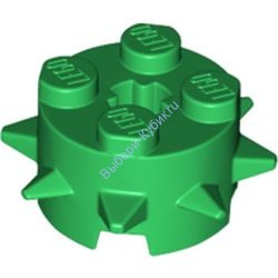 Деталь Лего Кубик Круглый 2 х 2 С Шипами И Осевым Отверстием Цвет Зеленый