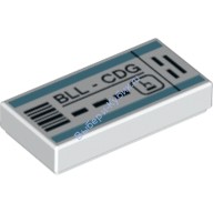 Деталь Лего Плитка 1 х 2 Билет на Самолет Цвет Белый