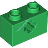 Деталь Лего Техник Кубик 1 х 2 С Отверстием Под Ось Цвет Зеленый