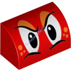 Деталь Лего Кубик Модифицированный 1 х 2 х 1 Без Штырьков С Закругленным Верхом С Рисунком Цвет Красный