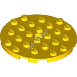 Деталь Лего Пластина Круглая 6 х 6 С Отверстием Цвет Желтый