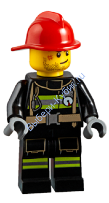 Fire - Reflective Stripes, Stubble Beard, Red Helmet