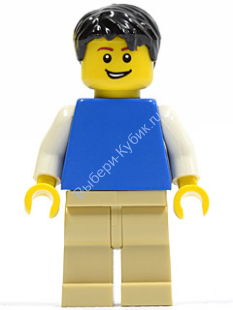 Минифигурка Лего - Мальчик черными короткими взъерошенными волосами