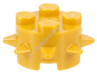 Деталь Лего Кубик Круглый 2 х 2 С Шипами И Осевым Отверстием Цвет Перламутрово-Золотой