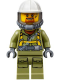 Volcano Explorer - Male Worker, Suit with Harness, Construction Helmet, Breathing Neck Gear with Yellow Airtanks, Trans-Black Visor, Goatee (30350)
