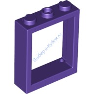 Деталь Лего Окно 1 x 3 x 3 Плоский Перед Цвет Темно-Фиолетовый