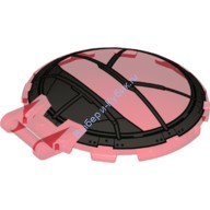 Деталь Лего Тарелка 6 х 6 Перевернутая - Без Штырьков С Ручкой С Рисунком Цвет Прозрачно-Красный