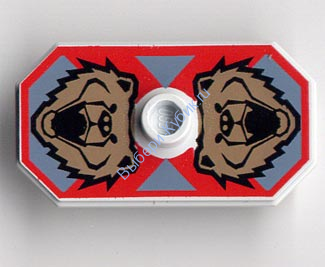 Деталь Лего Щит Восьмиугольной С Рисунком Медведя Цвет Светло-Серый