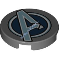 Деталь Лего Плитка Круглая 2 х 2 С Рисунком Цвет Темно-Серый