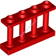 Деталь Лего Забор 1 х 4 х 2 С Четырьмя Штырьками Цвет Красный