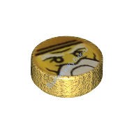 Деталь Лего Плитка Круглая 1 х 1 С Рисунком Цвет Перламутрово-Золотой