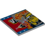 Деталь Лего Плитка 6 х 6 с Половиной Рисунка Тачки 3 Цвет Светло-Серый