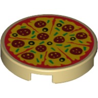Деталь Лего Плитка Круглая 2 х 2 Пицца Пепперони Цвет Песочный