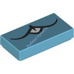 Деталь Лего Плитка 1 X 2 С Рисунком Цвет Умеренно-Лазурный