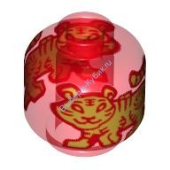 Деталь Лего Голова Минифигурки С Рисунком Цвет Прозрачно-Красный