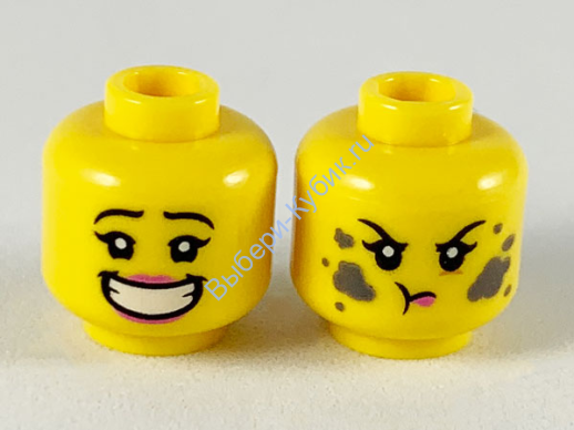 Деталь Лего Голова Минифигурки Женская Двухсторонняя Цвет Желтый