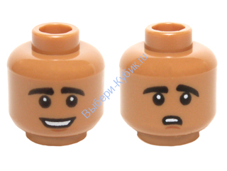 Деталь Лего Голова Минифигурки Двусторонняя Цвет Карамельный