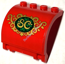 Деталь Лего Петля Панель 3 х 4 х 3 Изогнутая С Наклейкой Цвет Красный