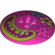 Деталь Лего Тарелка 6 х 6 Перевернутая - Закрытые Штырьки С Рисунком Цвет Темно-Розовый