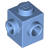 Деталь Лего Кубик Модифицированный 1 х 1 С Штырьками На Смежных Сторонах Цвет Голубой