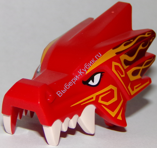 Деталь Лего Голова Дракона Лего Верхняя Челюсть С Глазами И Белыми Зубами Цвет Красный