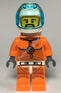 Astronaut - Male, Orange Spacesuit with Dark Bluish Gray Lines, Trans Light Blue Large Visor, Black Angular Beard