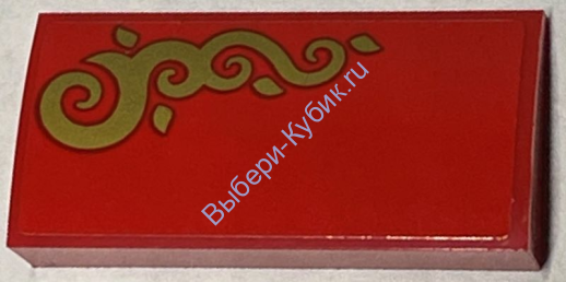 Деталь Лего С Наклейкой Скос Закругленный 2 х 4 х 2/3 Левый Цвет Красный