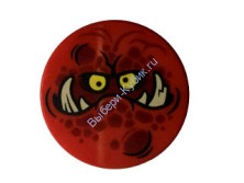 Деталь Лего Плитка Круглая 2 х 2 с Мордочкой Гоблина и Большими Зубами Цвет Красный