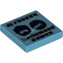 Деталь Лего Плитка 2 х 2 С Декором : Умеренно-Лазурный Цвет Умеренно-Лазурный