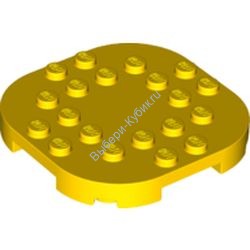 Деталь Лего Пластина 6 x 6 С Закругленными Углами И 4 Ножками Цвет Желтый