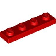 Деталь Лего Пластина 1 х 4 Цвет Красный