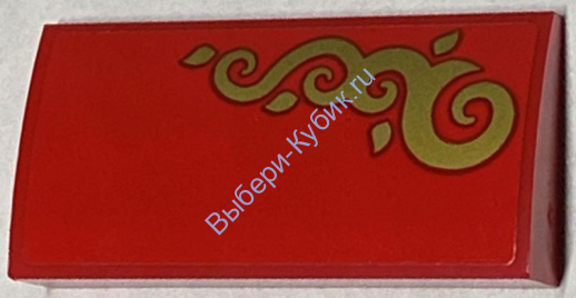 Деталь Лего С Наклейкой Скос Закругленный 2 х 4 х 2/3 Правый Цвет Красный