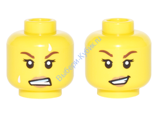 Деталь Лего Голова Минифигурки Двусторонняя Цвет Желтый