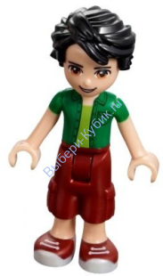 Friends Oliver, Dark Red Cropped Trousers Large Pockets, Green Shirt