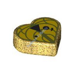 Деталь Лего Плитка Круглая 1 х 1 Сердце С Рисунком Цвет Перламутрово-Золотой