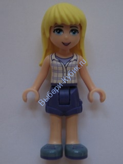 Friends Stephanie, Dark Purple Shorts, White Plaid Button Shirt