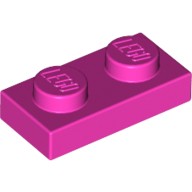 Деталь Лего Пластина 1 х 2 Цвет Темно-Розовый