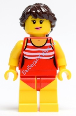 Beach Tourist Female with Red Bathing Suit