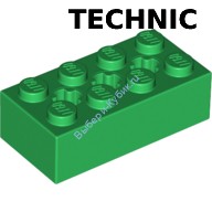 Деталь Лего Техник Кубик 2 х 4 С Отверстиями Цвет Зеленый