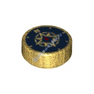 Деталь Лего Плитка Круглая 1 х 1 С Рисунком Цвет Перламутрово-Золотой